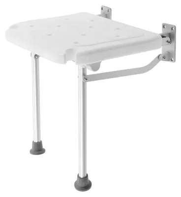 Image de Chaise de douche murale, capacité de charge de 100 kg, design peu encombrant, blanc