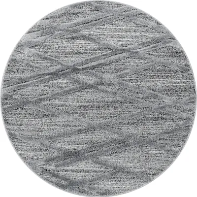 Produktbild von Teppich Wohnzimmer Hochflor Grau 80x80 Rund Boho-Design aus Polypropylen