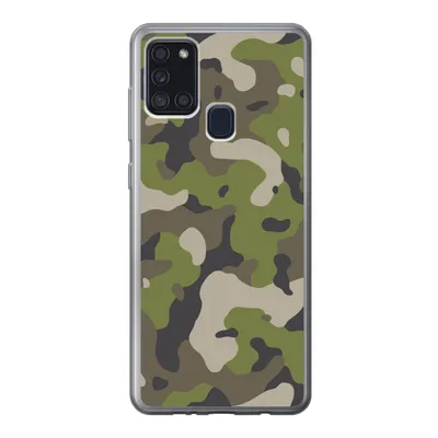 Produktbild von MuchoWow® Handyhülle Schutzhülle Hülle für Samsung Galaxy A21s Camouflage-Muster mit militärischen Farben Silikon Softcase Handy Hülle - Hartschale