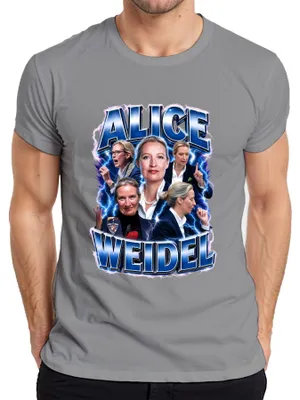 Productafbeelding van Alice Weidel, AfD, Patriottisme, Duitsland, Statement, Sarcasme, Moed, Heren T-shirt, Grijs, XXL