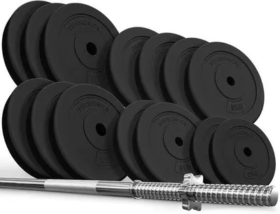 Produktbild von Famanu Langhantelset mit Gewichten 120/165/180 cm – Langhantel und Gewichtsscheiben bis 100 kg