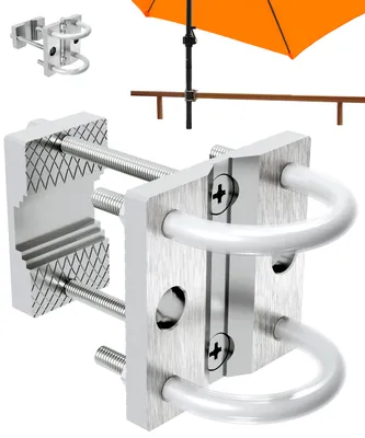 Zdjęcie produktu dla Uchwyt na parasol ze stali nierdzewnej do okrągłych i kwadratowych balustrad balkonowych Uchwyt na parasol do 300 cm Stojak na parasol do balkonów