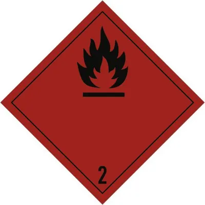 Produktbild von Gefahrzettel Klasse 2.1, Folie, 100x100 mm, 1000 Stück/Rolle
