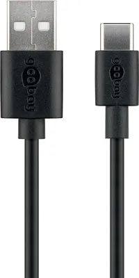 Produktbild von Goobay 59118 Nabíjací a synchronizačný kábel USB-C™, 0,5 m, čierny - spája zariadenia s portami USB-C™ a USB-A medzi sebou