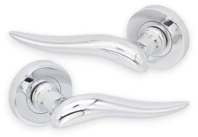 Türgriff-Set aus massivem Messing, poliertes Chrom, Paar