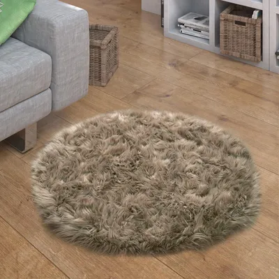 Immagine prodotto di Tappeto in Pelliccia sintetica Cuscino seduta a forma di cuore rotondo Diverse forme, beige Dimensioni Ø 120 cm rotondo