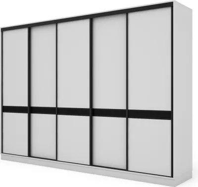 Produktbild von Meblast | Schrank 5D/340; Weiß (schwarze Beschläge) - Premium-Beschläge | Helligkeit, Vielseitigkeit