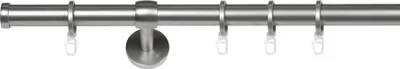 Produktbild von Gardinenstange 25mm 1-lauf Cap Komplettgarnitur verschiedene Farben Farbe: Edelstahl-Optik, Größe: 240 cm