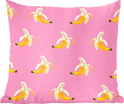 Produktbild von MuchoWow® Zierkissen Sofakissen Wohnzimmer Dekokissen 40x40 cm Banane - Muster - Rosa - Foto Kissen - Schlafzimmer Dekoration