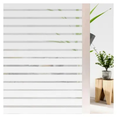 Produktbild von Fensterfolie Streifen Weiß Sichtschutzfolie 90x200cm Milchglasfolie Selbsthaftend Statisch Haftend Anti-UV Dekorfolie für Büro Badezimmer Wohnzimmer