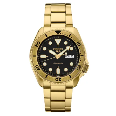 Produktbild von Seiko 5 Sports SRPK18P1 Automatikuhr Edelstahl Schwarz Zifferblatt Goldoptik Gehäuse 10 Bar
