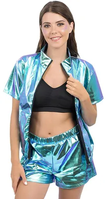 Produktbild von Irisierendes Damenkostüm Disco Blau - M