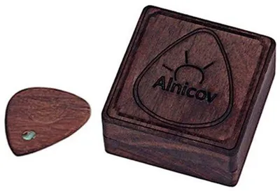 Image de Boîtier en bois pour médiators de guitare - Bois de palissandre - Durable - Léger - 4,05 x 4,05 x 2,05 cm - Pour médiators de guitare