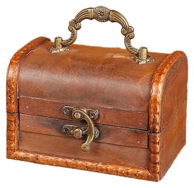 Holz-Schatztruhe, Vintage, 11,8x8x8 cm, mit Tragegriff, braun