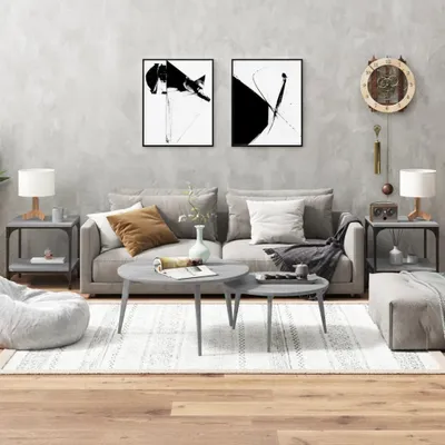 Produktbild von The Living Store Beistelltische 2 Stk. Grau Sonoma 40x40x40 cm Holzwerkstoff