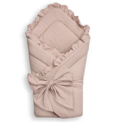 Produktbild von Dolce Sonno Musselin Babyhörnchen für Neugeborene - Wickelnest aus 100% Baumwolle - 70x70 – Babydecke – Beige