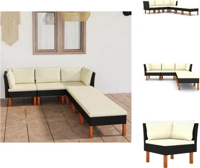 Immagine prodotto di vidaXL Set di 6 pezzi da giardino con cuscini in poly rattan nero - Set di mobili da giardino