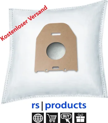 A white vacuum cleaner bag with a brown cardboard attachment.