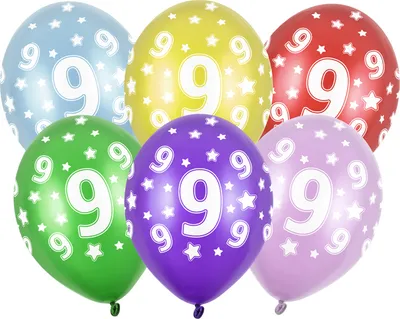 Produktbild von Luftballons 30cm, 9. Geburtstag, Metallic Mix (1 Packung / 6 Stück)