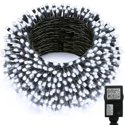 LED-Lichterkette 20 m, 200 LEDs, 8 Modi, Timer, IP44, weiß