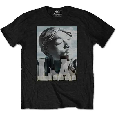 Immagine prodotto di T-shirt a maniche corte con la grafica "2Pac LA Skyline", colore nero, taglia S