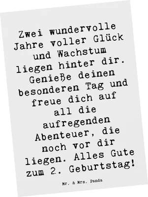 Produktbild von Mr. & Mrs. Panda Grußkarte Spruch 2. Geburtstag - Weiß - Geschenk, Postkarte, Meilenstein, Geburtstagsgeschenk, Glückwunsch, Ansichtskarten, Ansichtskarte, Postkarten