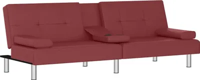 Produktbild von vidaXL Schlafsofa mit Getränkehaltern Rot Kunstleder