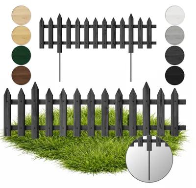 Produktbild von Floranica 1 STK 100 x 20 cm Anthrazit mit Metallpfosten Gartenzaun Vorgartenzaun Steckzaun Zierzaun Lattenzaun