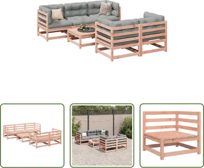 Produktbild von The Living Store 6-tlg. Garten-Sofagarnitur Massivholz Douglasie