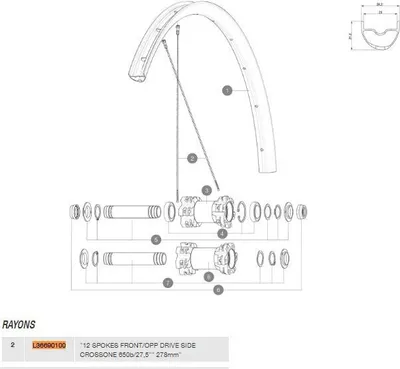 Obrázok produktu pre Mavic Crossone 27.5 2014-15 Predné/zadné ľavé koleso 12 kusov Čierna 278 mm Čierna 278 mm