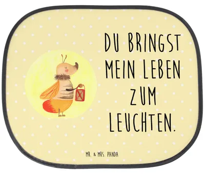 Produktbild von Mr. & Mrs. Panda autofenster uv schutz Glühwürmchen - Gelb Pastell - Geschenk, Liebe, Sonnenschutz Auto, Lieblingsmensch, Sonnenblende, Lustige Sprüche, saugnapf