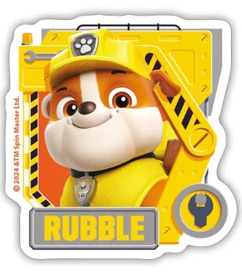 Produktbild von Spreadshirt Paw Patrol Rubble Charakterdesign Sticker Aufkleber, 10 x 10 cm, Mattweiß