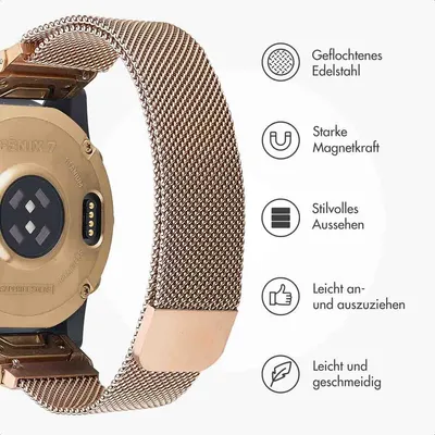 Produktbild von imoshion QuickFit® Milanese Armband - Garmin 22 mm Anschluss - Größe L/XL - Rose Gold