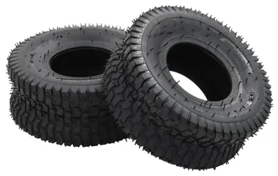 Obrázok produktu pre Sada 4 pneumatík s dušou pre kolieskové vozíky – 38 x 15 cm, 4PR (15x6.00-6) – pneumatiky s dušou – pre kolieskové vozíky/záhradné vozíky – armádna zelená