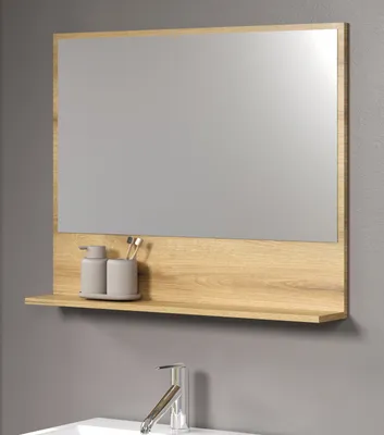 Produktbild von Badezimmer Spiegel "Bliss" in Eiche Wandspiegel mit Ablage, 80 cm