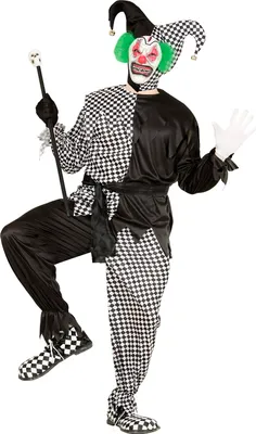 Produktbild von EVIL JESTER SCHWARZ-WEISS (Jacke, Hose, Gürtel, Hut) Gr. L