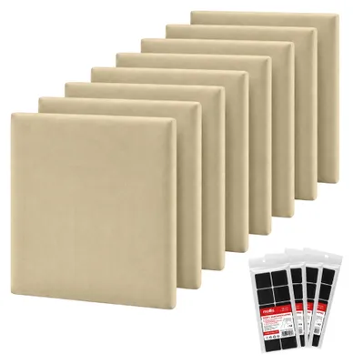 Produktbild von STEGU Polsterpaneel-Set 8× Quadrat 30x30 cm inkl. Klettband Kopfteil Schlafzimmer Beige