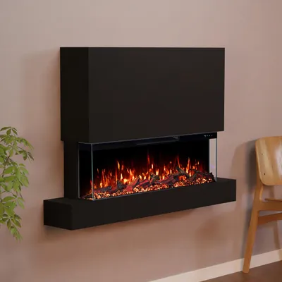 Produktbild von Glow Fire Elektrokamin 'Clear Wall XL 42' | Multicolor LED Wandkamin mit Heizung in weiss (1800W) | HxBxT: 85x137x21 cm