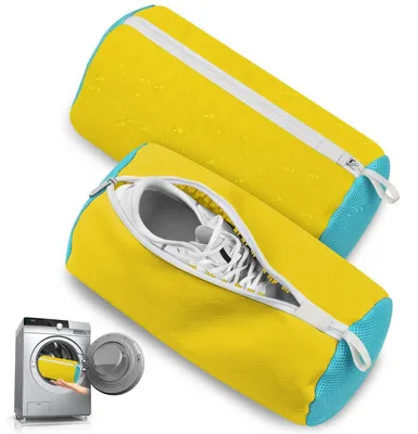 Produktbild von Schuhwaschbeutel 2 Stück Silikon mit Innenfaser Gelb 39x19 cm
