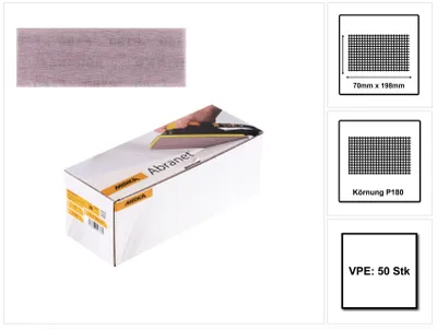 Produktbild von Mirka ABRANET 70x198mm Grip P180, 50/Pack ( 5415005018 )