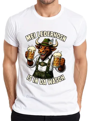 Immagine prodotto di Mei Lederhosn è un marchio che offre camicie tradizionali bavaresi, pantaloni in pelle (lederhosen) da uomo, e t-shirt, come questa, di colore bianco, taglia XL