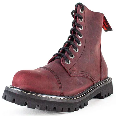 Productafbeelding van ANGRY ITCH-8, vintage leren laarzen in Bordeaux-kleur, model Ranger, met stalen neus, EU maat 38