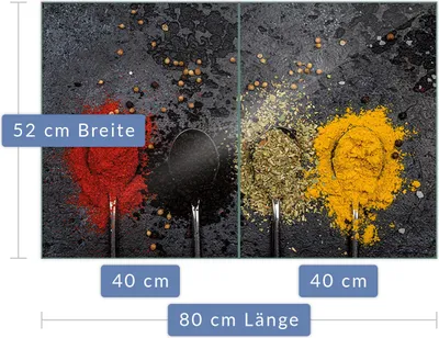 Produktbild von Herdabdeckplatte Abdeckung Glaskeramikfeld Abdeckplatte 2-Teilig 80x52 Gewürze Schutz