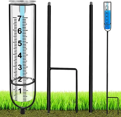 Produktbild von Regenmeter mit Glas, verstelbar, inkl. Reinigungsbürste, für Außenbereich, 1m Höhe