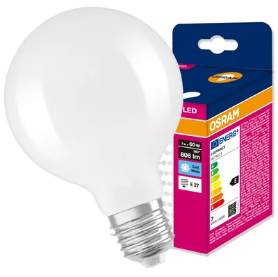 Obrázok produktu pre LED lampa E27 Kula, 7W = 60W, 806 lúmenov, 4000K (neutrálna biela), uhol svietenia 300°, technológia VALUE, výrobca Osram, Obrázok generovaný UI