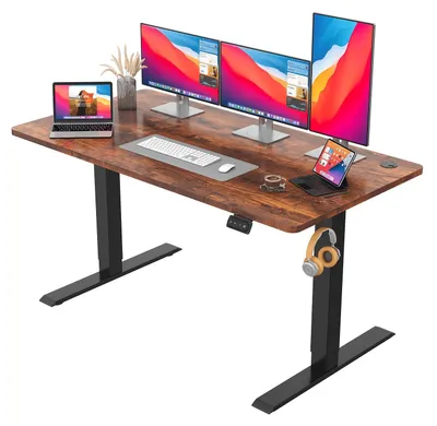 Elektrischer höhenverstellbarer Schreibtisch 140x60 cm braun