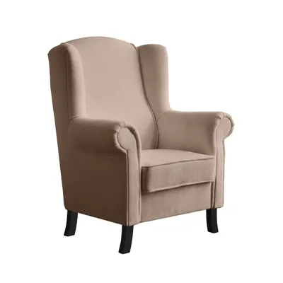 Produktbild von Ohrensessel LEONARDO Relax Sessel für Wohnzimmer, Polstersessel, Bouckle Bronze, Holzbeine Wenge