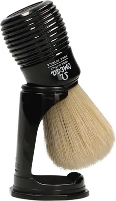 Immagine prodotto di Pennello da barba Omega in setole di maiale nero con manico scanalato + standard 10,5 cm