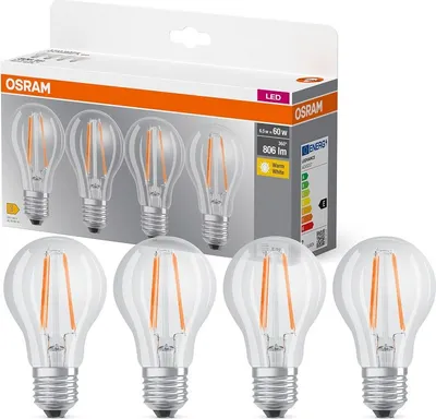 Produktbild von Osram 4er-Pack E27 LED Lampe 6W 806Lm warmweiss wie 60W Glühlampe 4099854193460