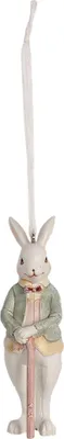 Produktbild von Clayre & Eef Anhänger Kaninchen 10 cm Weiß Grün Polyresin